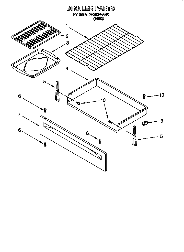 Whirlpool SF350BEEW0 broiler diagram