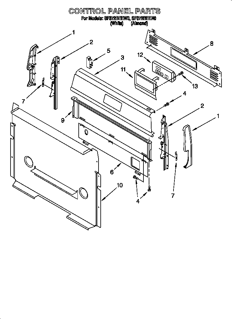 Whirlpool SF372BEEN0 control panel diagram