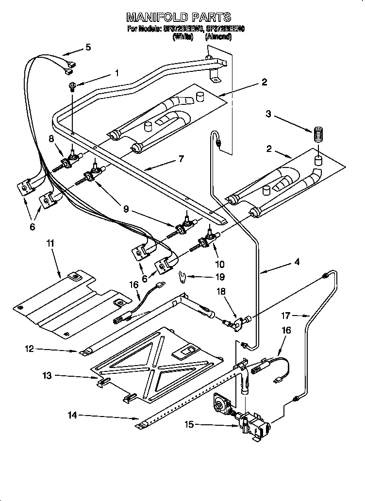 Whirlpool SF372BEEN0 manifold diagram