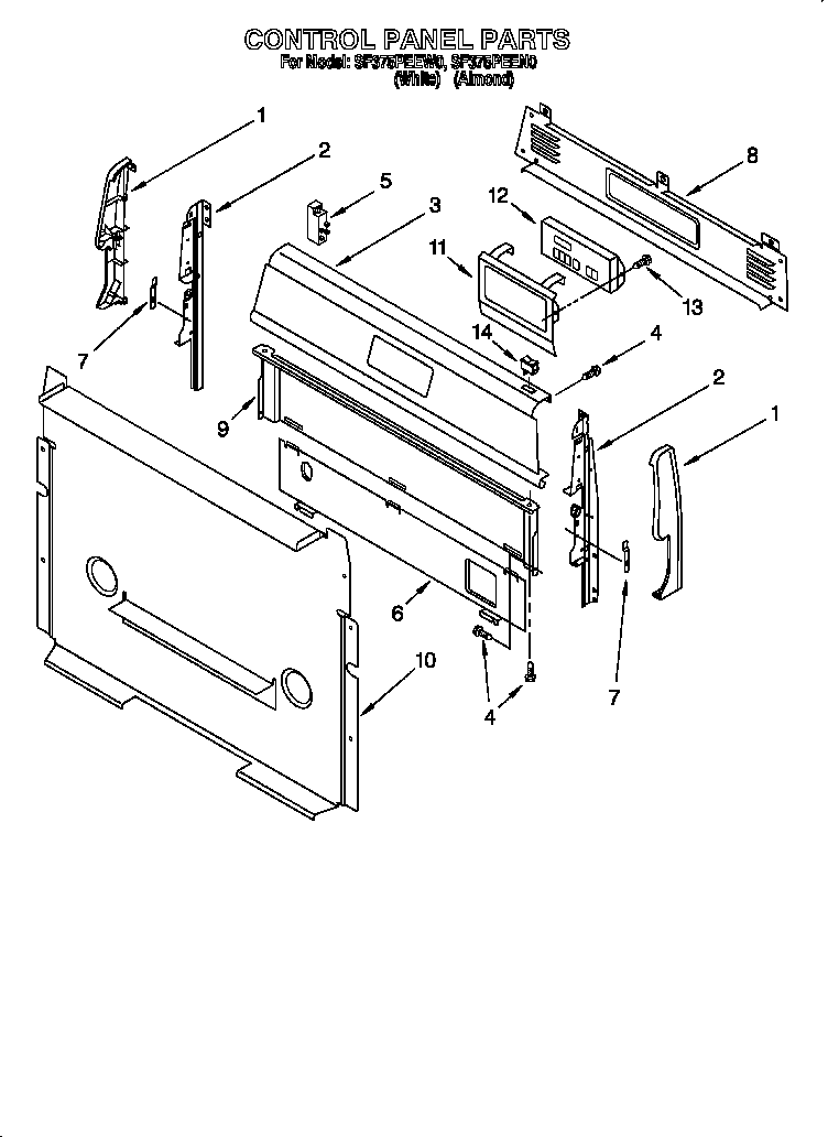 Whirlpool SF375PEEN0 control panel diagram