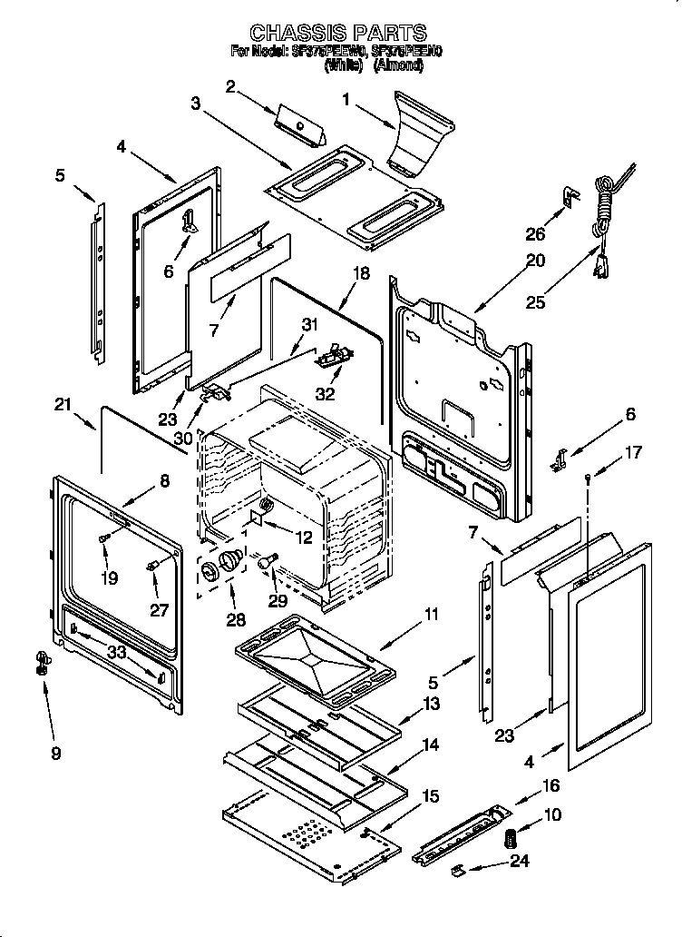 Whirlpool SF375PEEN0 chassis diagram
