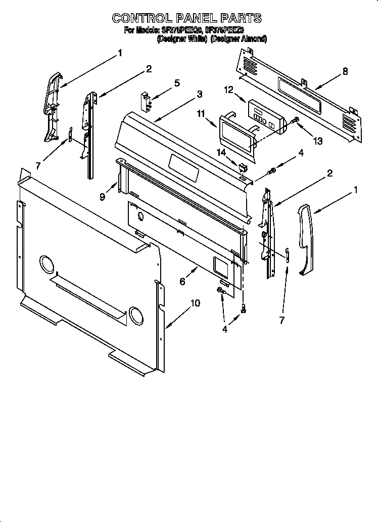 Whirlpool SF375PEEQ0 control panel diagram