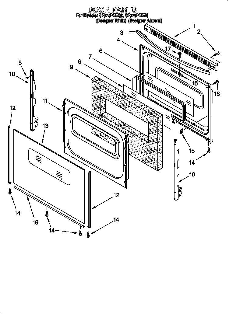 Whirlpool SF375PEEQ0 door diagram