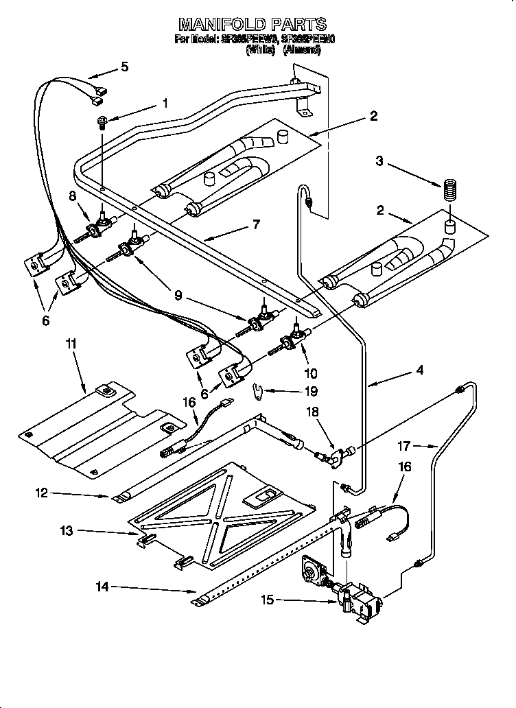 Whirlpool SF385PEEN0 manifold diagram