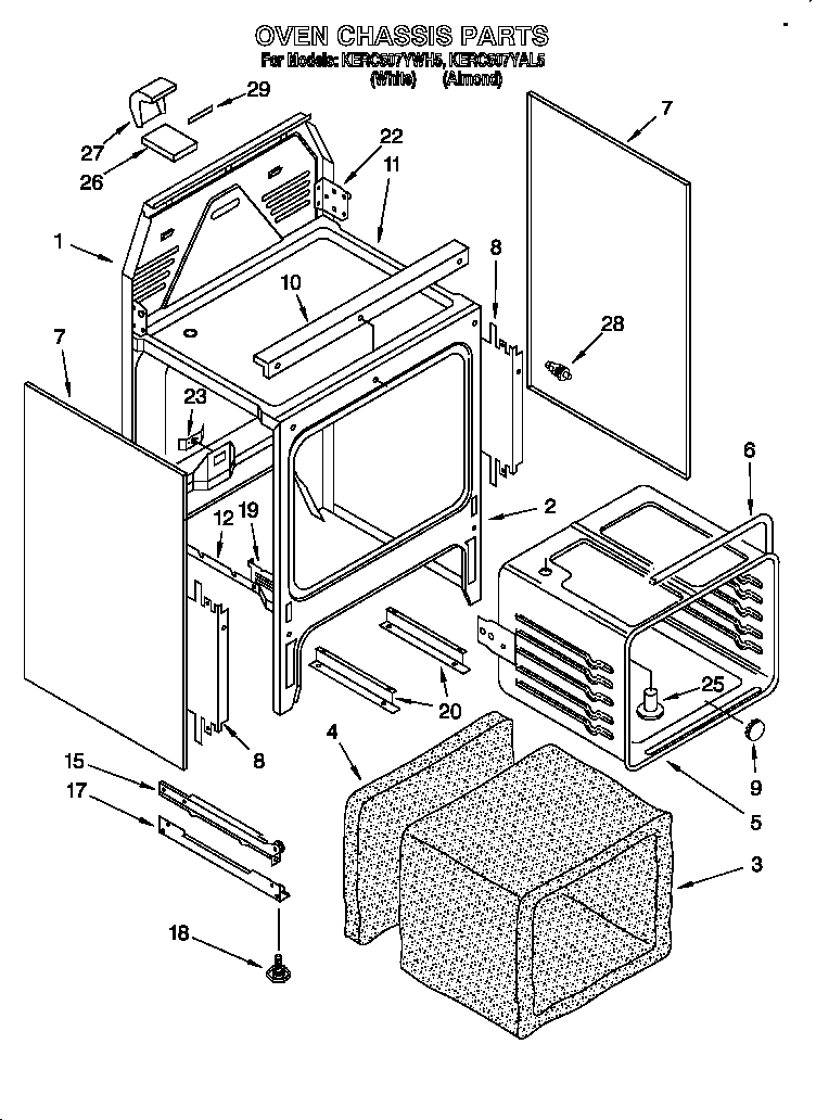 KitchenAid KERC507YAL5 oven chassis diagram