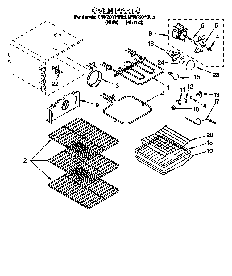 KitchenAid KERC507YAL5 oven diagram