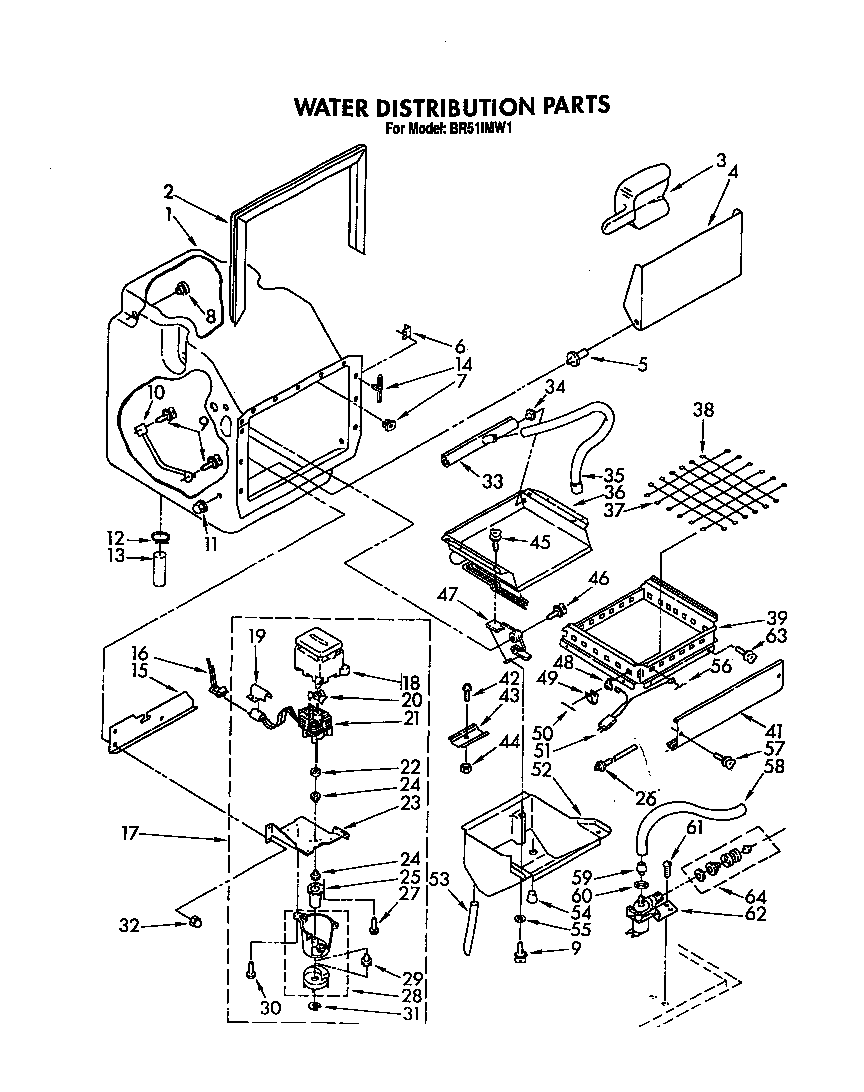 Whirlpool BR51IMW1 water distribution diagram