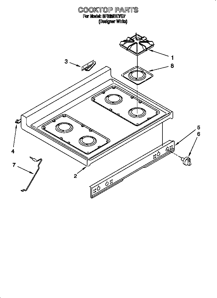 Whirlpool SF365BEYQ7 cooktop diagram
