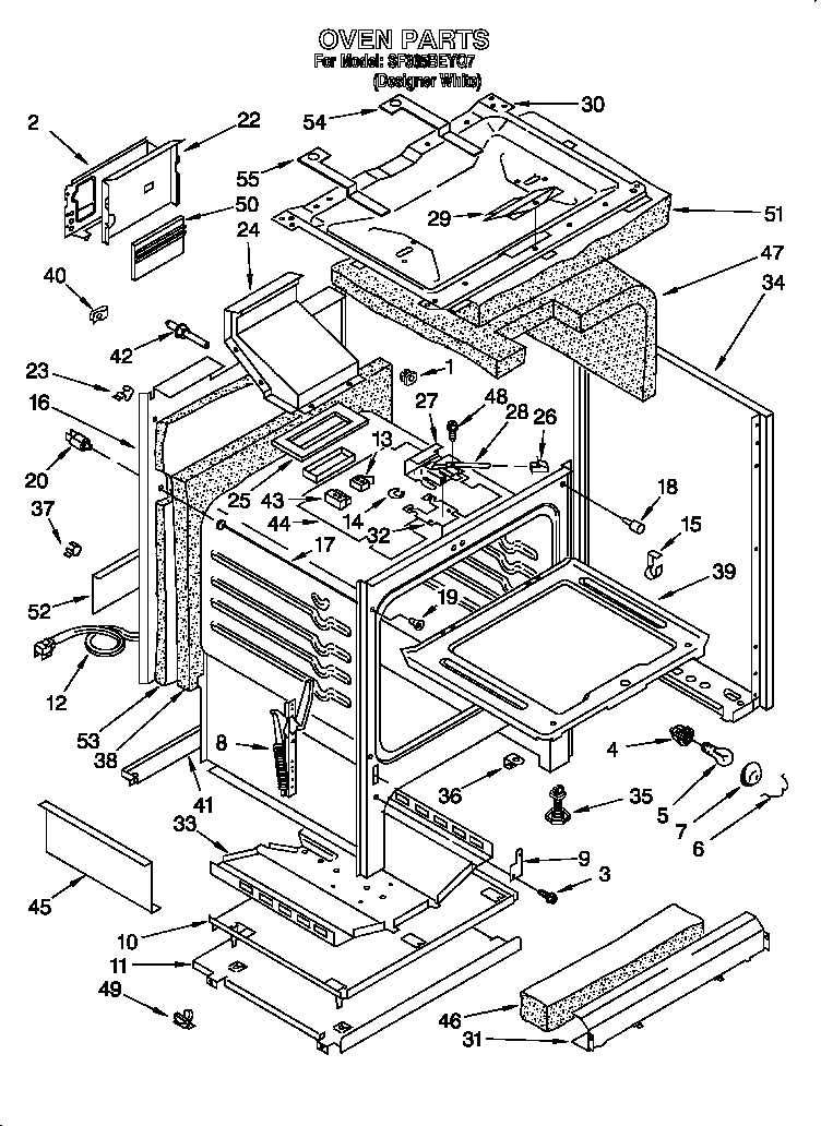 Whirlpool SF365BEYQ7 oven diagram