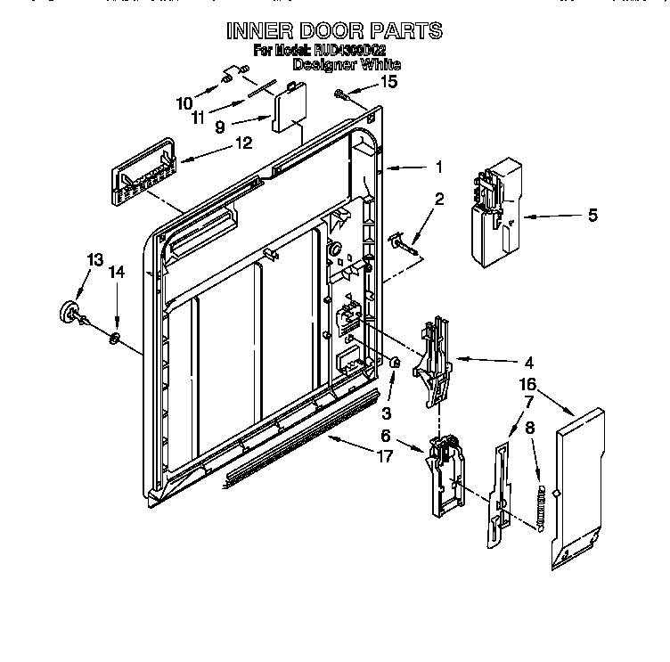 Roper RUD4300DQ2 inner door diagram