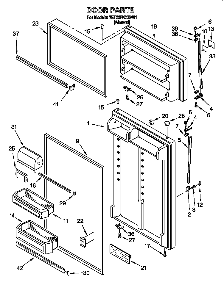 Whirlpool 7ET20PKXDN01 door diagram