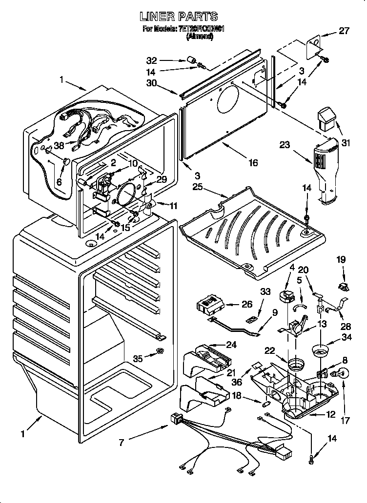 Whirlpool 7ET20PKXDN01 liner diagram