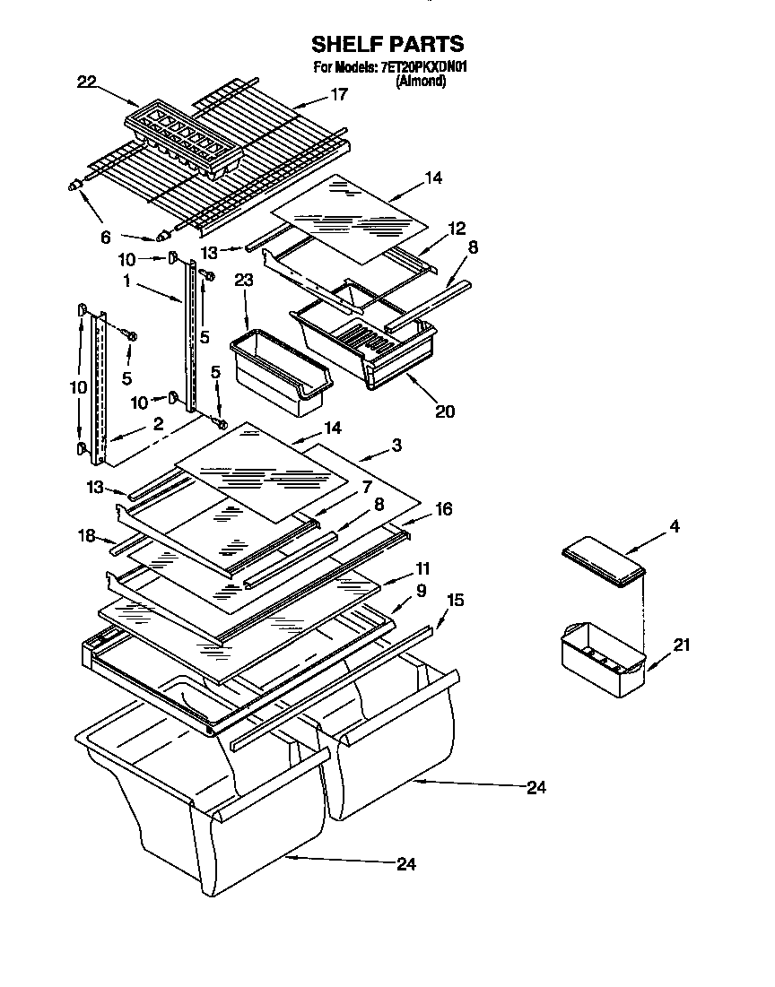 Whirlpool 7ET20PKXDN01 shelf diagram