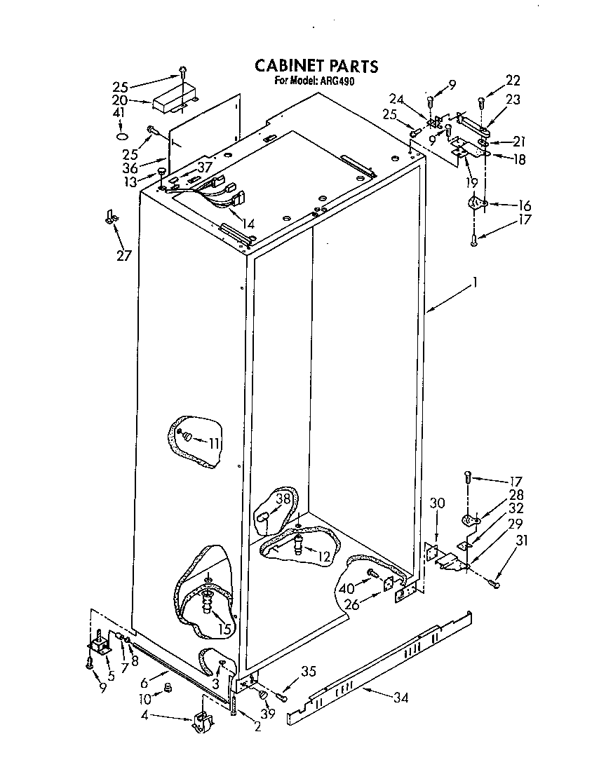 Whirlpool ARG490 cabinet diagram