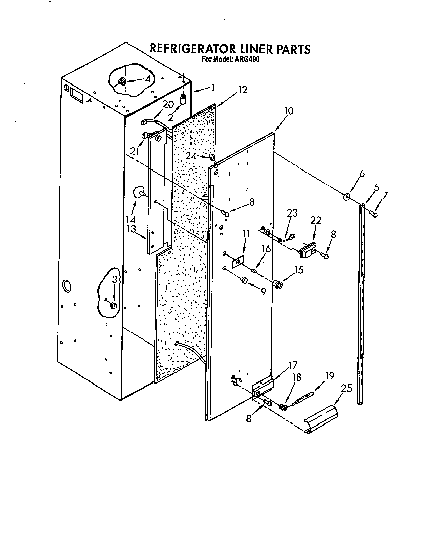Whirlpool ARG490 refrigerator liner diagram