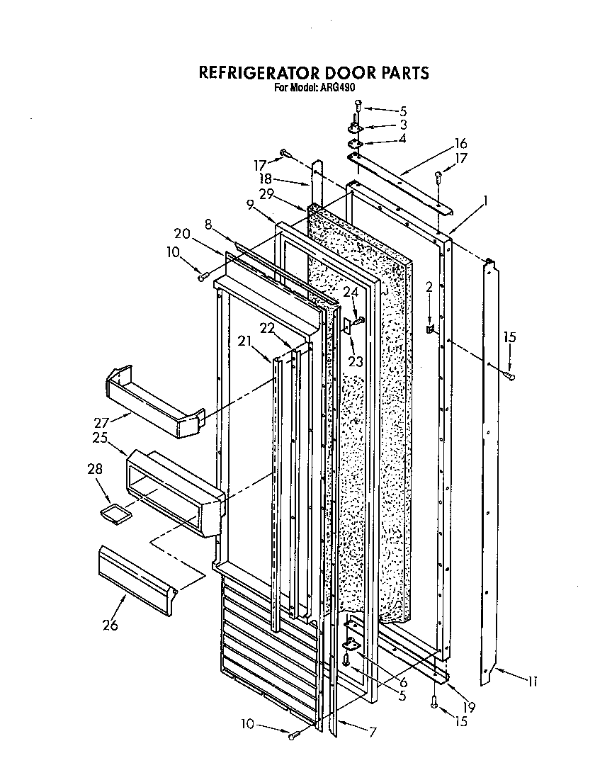 Whirlpool ARG490 refrigerator door diagram