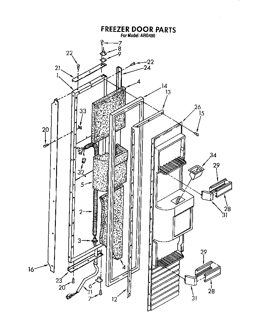 Whirlpool ARG490 freezer door diagram