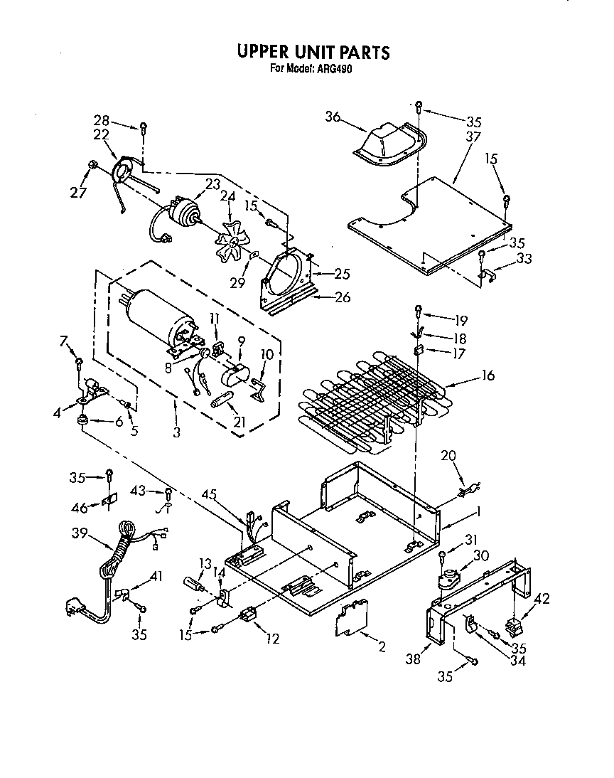 Whirlpool ARG490 upper unit diagram