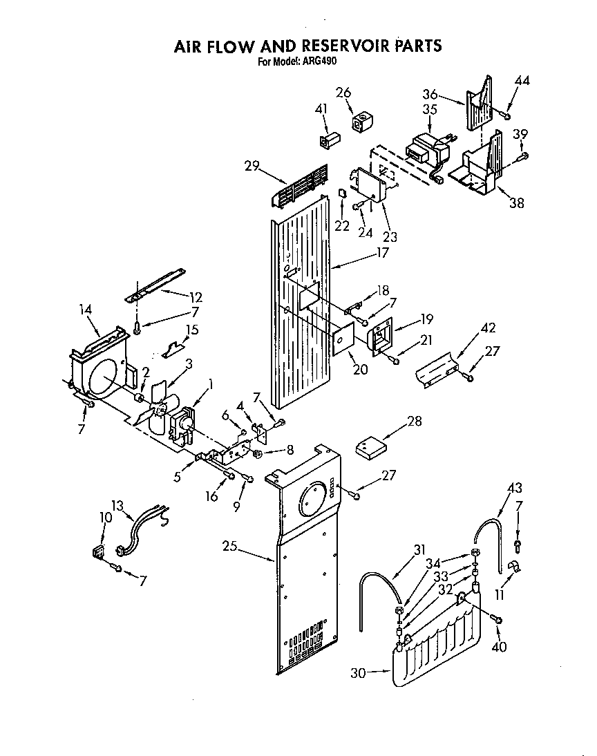 Whirlpool ARG490 air flow and reservoir diagram