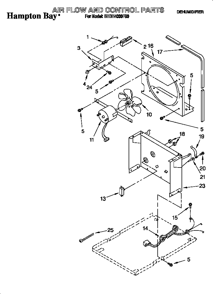 Whirlpool BHDH4000FS0 air flow and control parts diagram