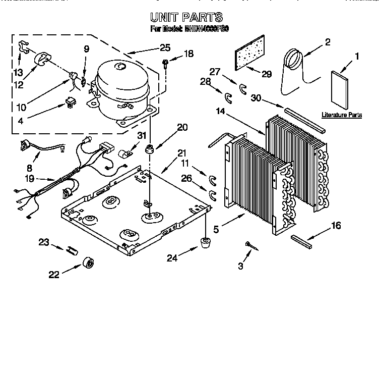 Whirlpool BHDH4000FS0 unit parts diagram