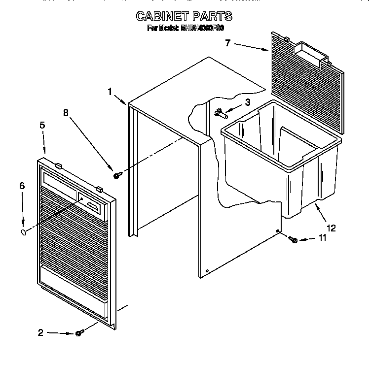 Whirlpool BHDH4000FS0 cabinet parts diagram