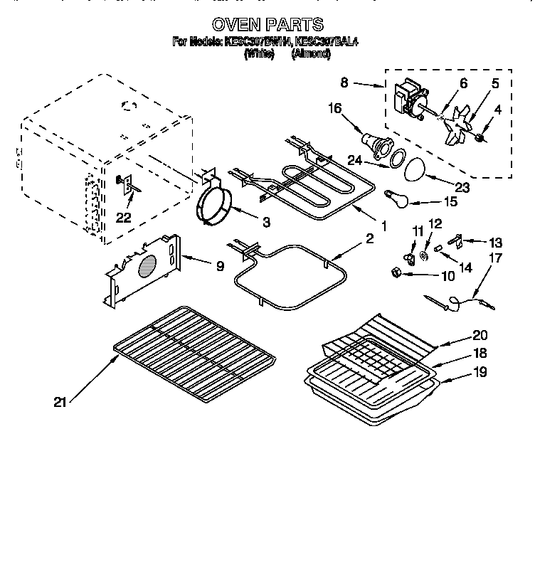 KitchenAid KESC307BWH4 oven diagram
