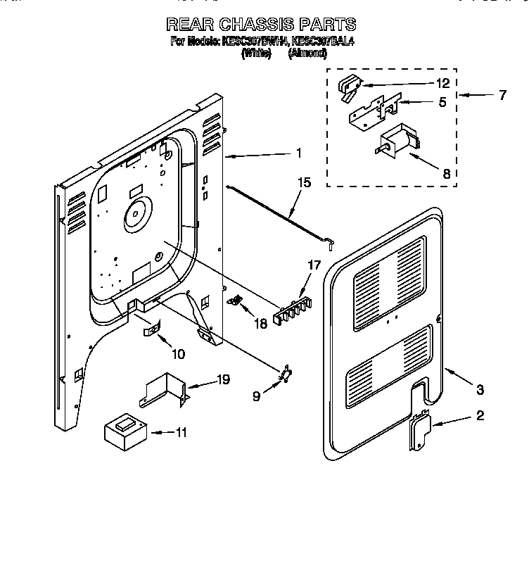 KitchenAid KESC307BWH4 rear chassis diagram
