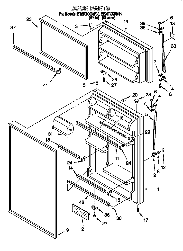 Whirlpool ET20TKXDW04 door diagram