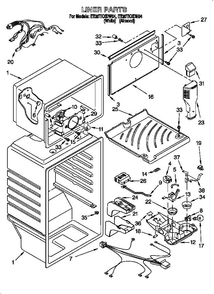 Whirlpool ET20TKXDW04 liner diagram