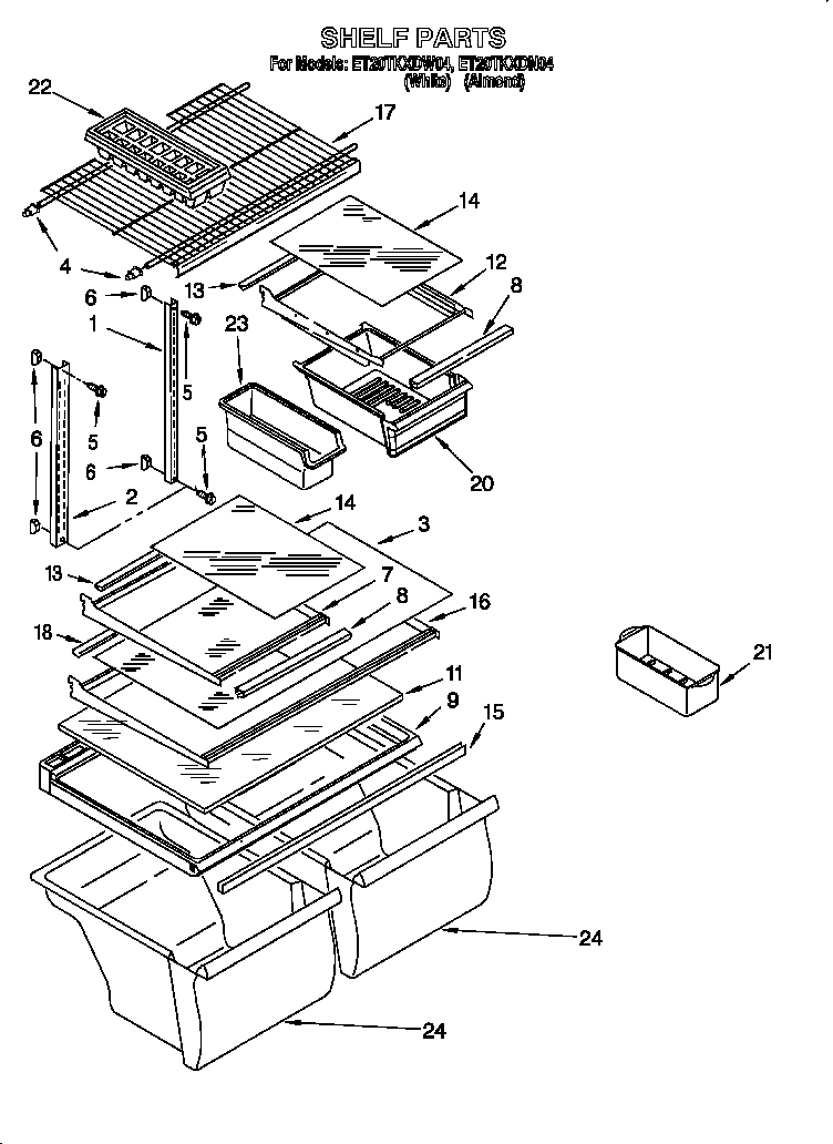 Whirlpool ET20TKXDW04 shelf diagram