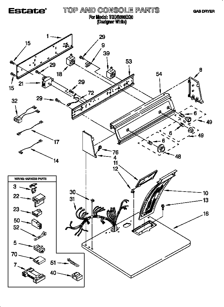 Estate TGDS680EQ0 top and console diagram