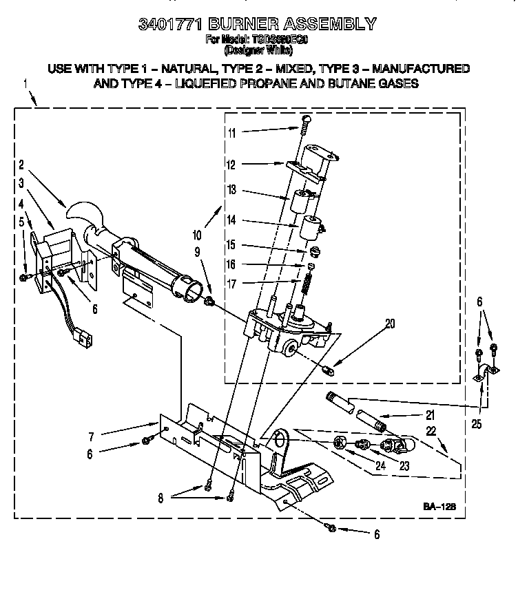 Estate TGDS680EQ0 3401771 burner assembly diagram