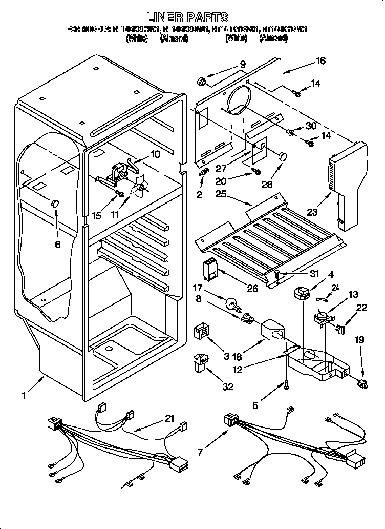 Roper RT14DKXDN01 liner diagram
