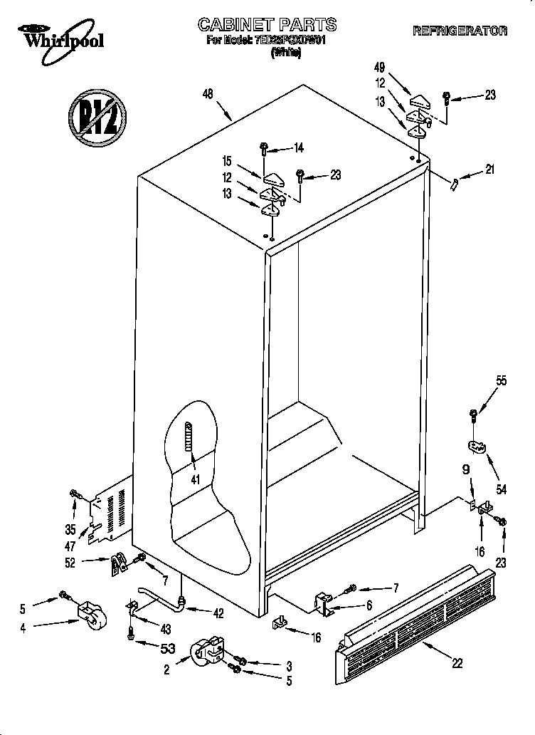 Whirlpool 7ED25PQXDW01 cabinet diagram