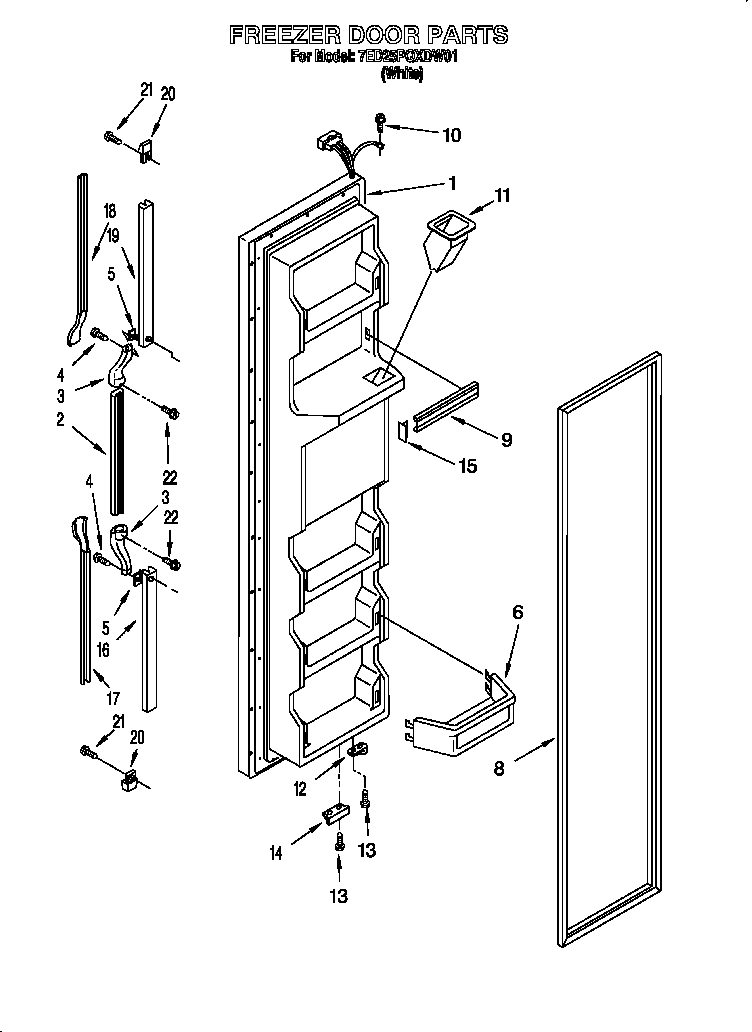 Whirlpool 7ED25PQXDW01 freezer door diagram