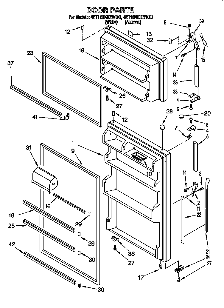 Whirlpool 4ET16NKXEN00 door diagram