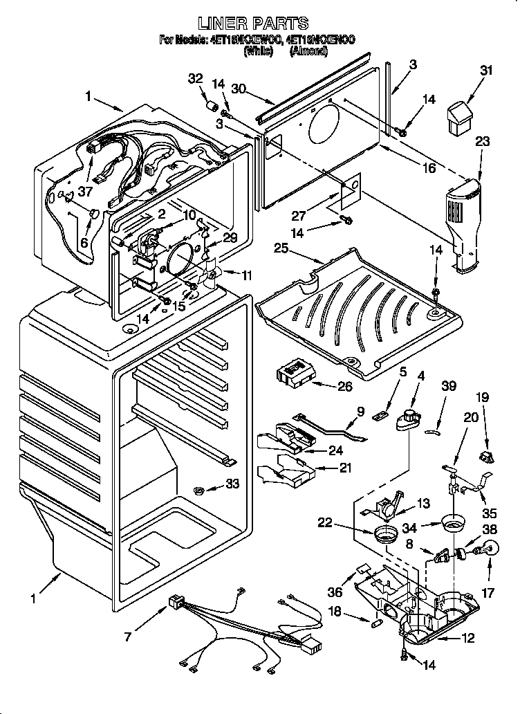Whirlpool 4ET16NKXEN00 liner diagram