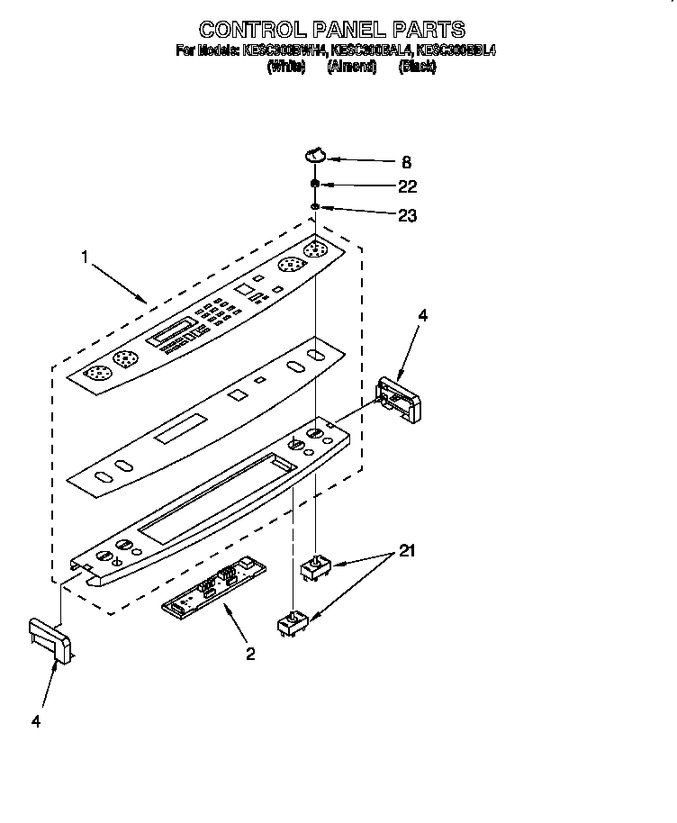 KitchenAid KESC300BAL4 control panel diagram