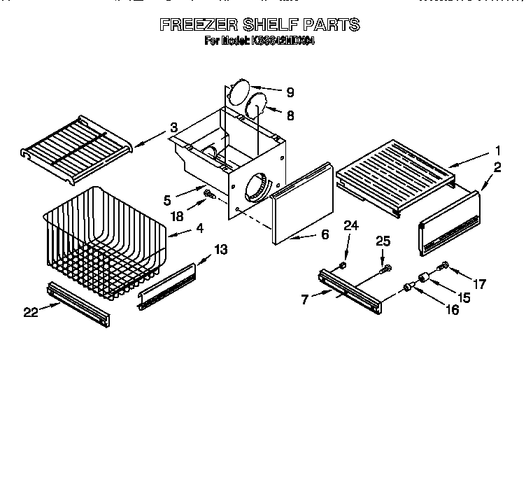 KitchenAid KSSS42MDX04 freezer shelf diagram