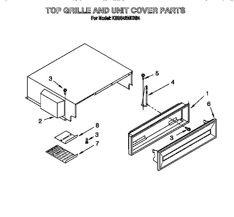 KitchenAid KSSS42MDX04 top grille and unit cover diagram