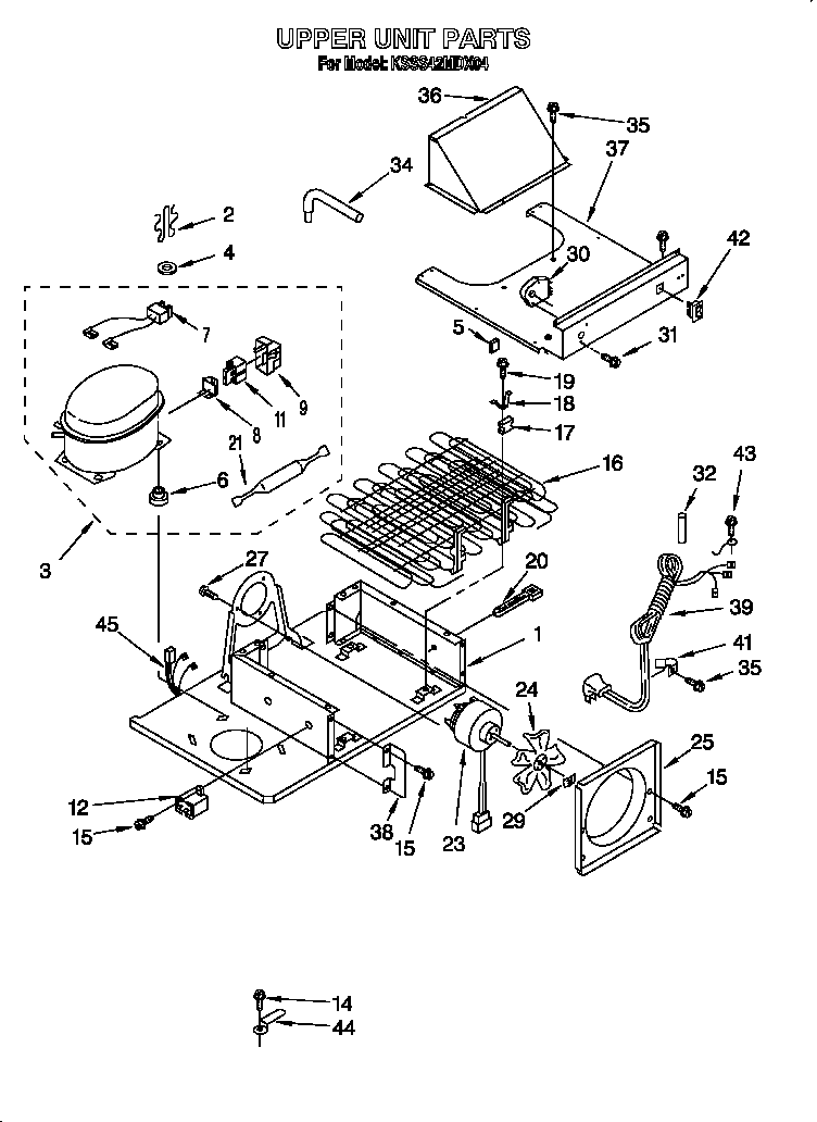 KitchenAid KSSS42MDX04 upper unit diagram