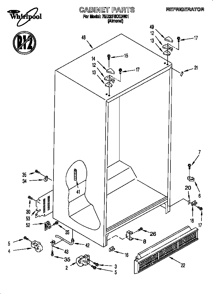 Whirlpool 7ED20TKXDN01 cabinet diagram