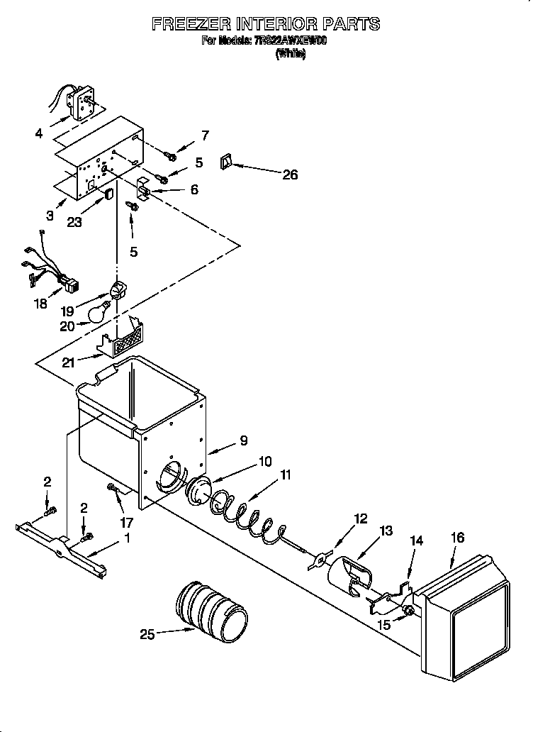 Whirlpool 7RS22AWXEW00 freezer interior diagram