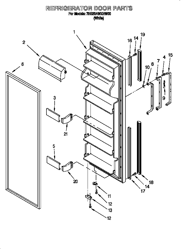 Whirlpool 7RS22AWXEW00 refrigerator door diagram
