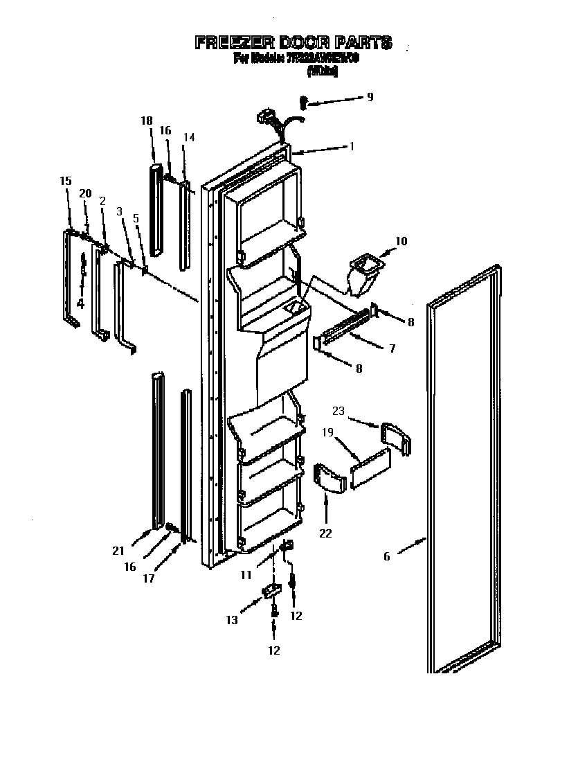 Whirlpool 7RS22AWXEW00 freezer door diagram