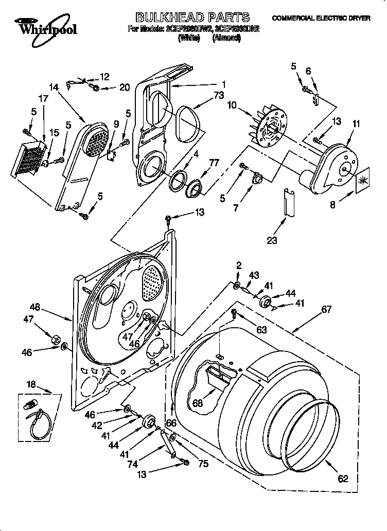 Whirlpool 3CEP2960DW2 bulkhead diagram