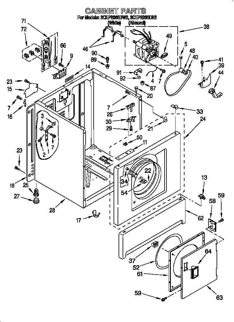 Whirlpool 3CEP2960DW2 cabinet diagram