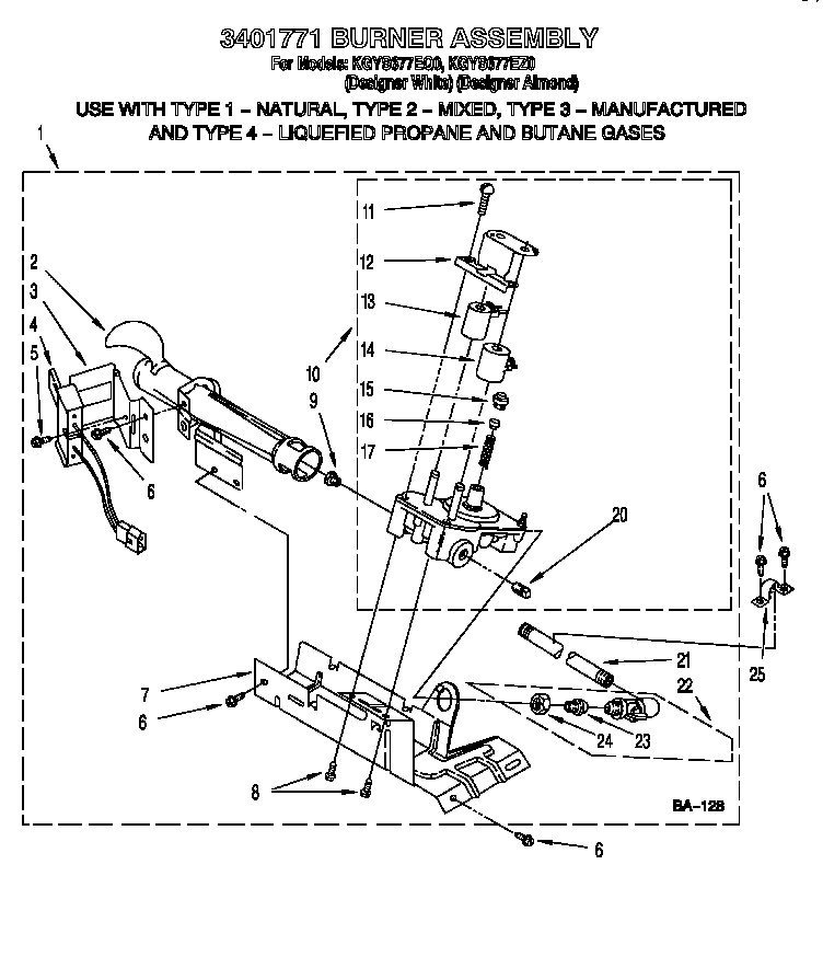KitchenAid KGYS677EZ0 3401771 burner diagram