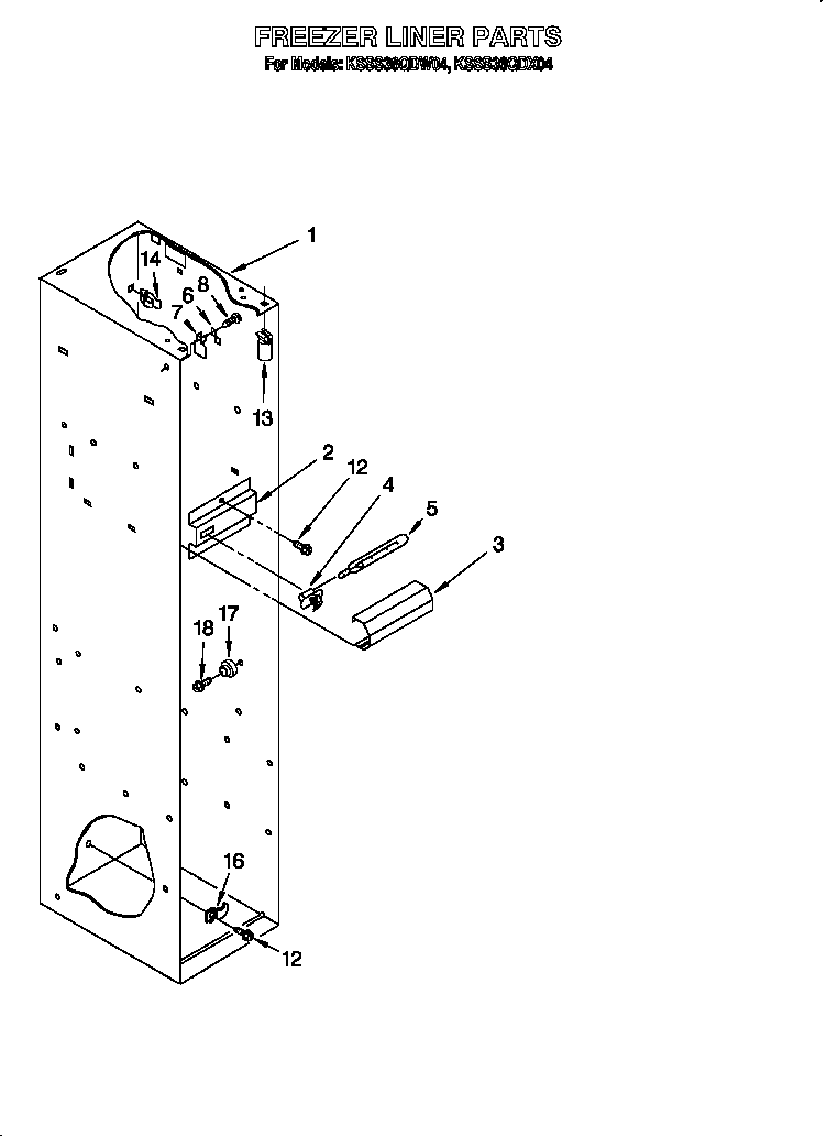 KitchenAid KSSS36QDW04 freezer liner diagram